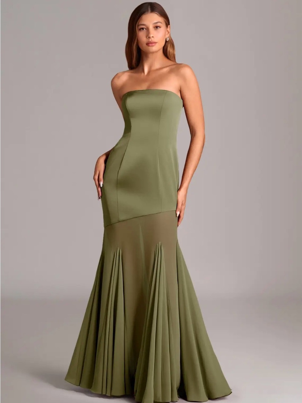 NWT Azazie Pistachio Uma Strapless Mermaid Evening Dress